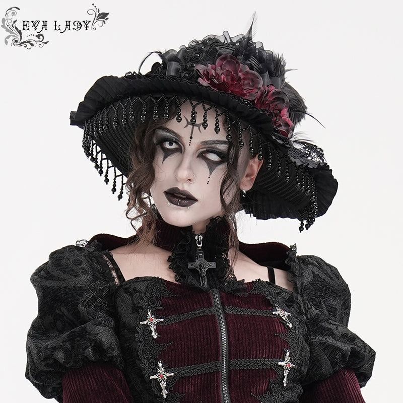 闇の貴族ハット Gothic slit bowtie straw hat / ハット【Devil Fashion】