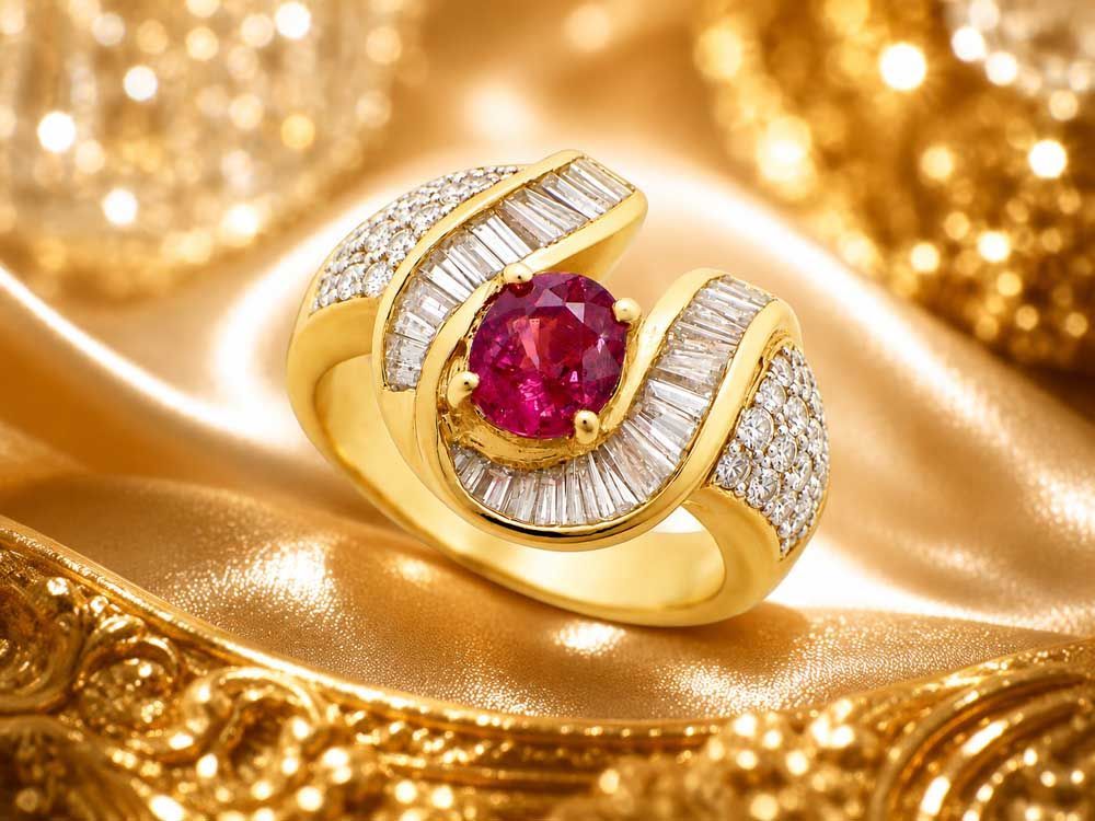 ルビー ダイヤモンドリング K18 8.93g 8号　Jewelry Ruby0.880ct Dia1.20ct Ring
