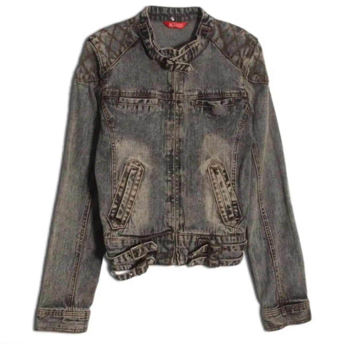 W A Z P grunge denim bike jacket