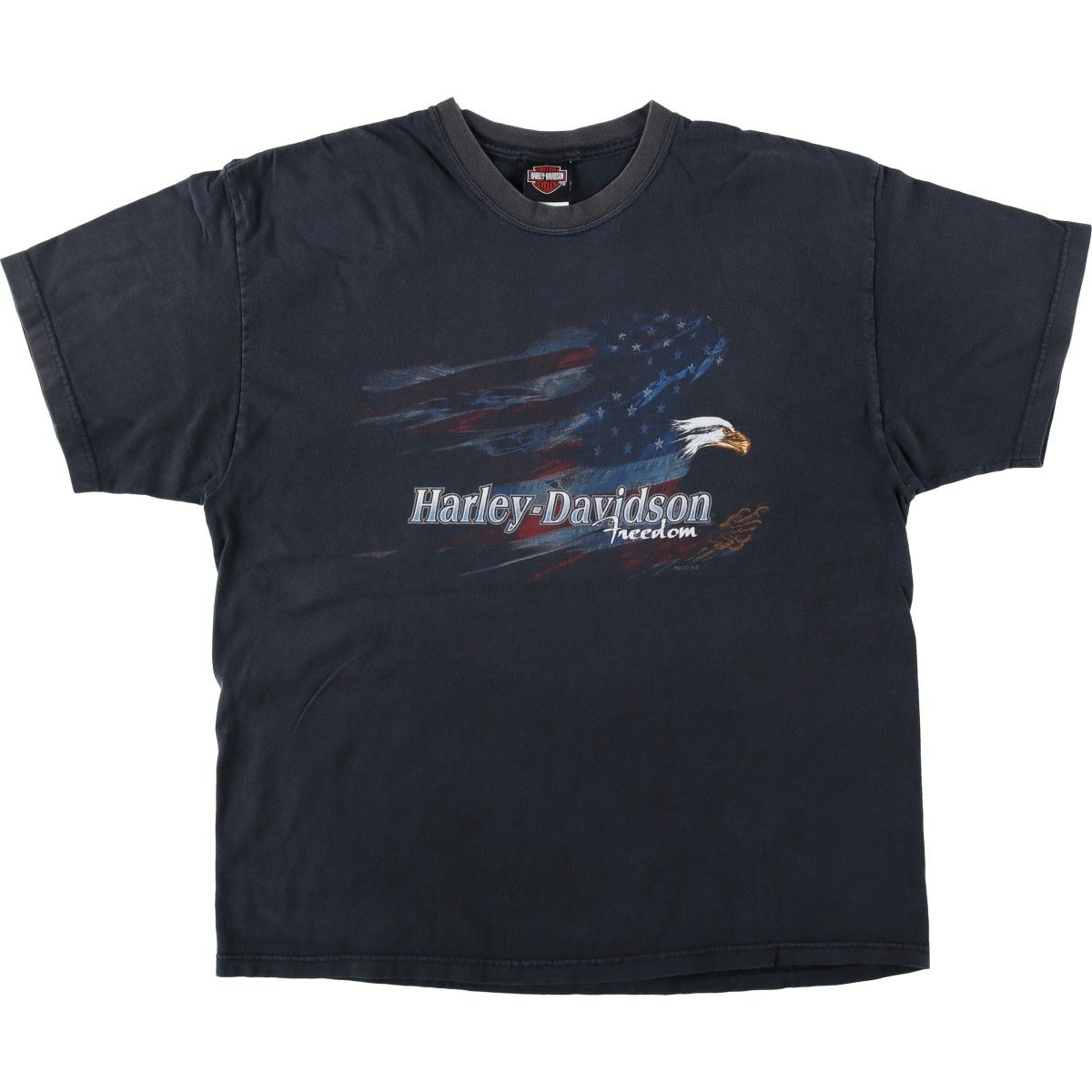 古着 00年代 Harley-Davidson ハーレーダビッドソン 鷲柄 イーグル柄 星条旗柄 モーターサイクル バイクTシャツ USA製/eaa621594