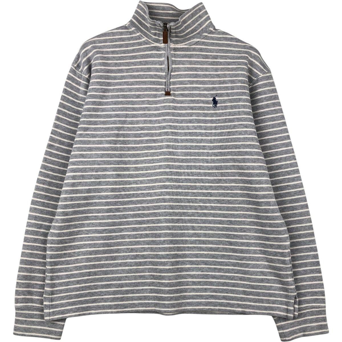 古着 ラルフローレン Ralph Lauren POLO RALPH LAUREN ボーダー柄 ハーフジップスウェットシャツ トレーナー メンズM相当/eaa647579