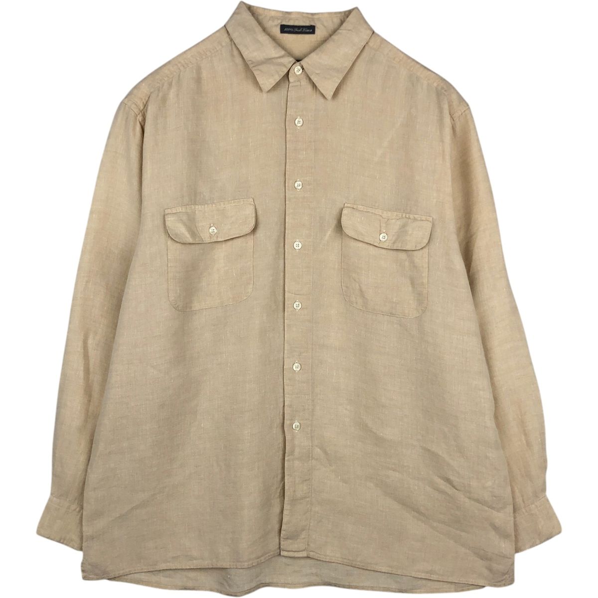 古着 エディーバウアー Eddie Bauer 長袖 リネン ボックスシャツ メンズL相当/rab181148