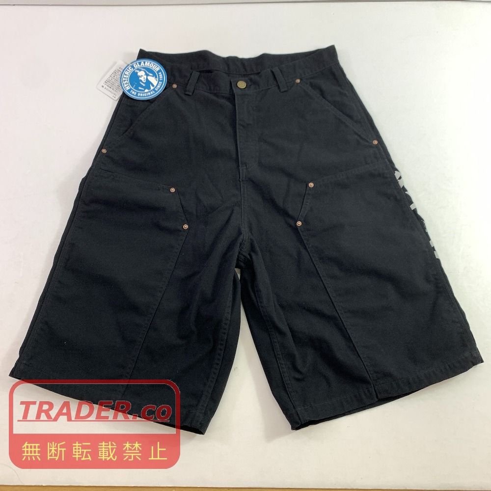 04w7182▽※【中古】HYSTERIC GLAMOUR ヒステリックグラマー 02261AM02 HYSTERIC STAR ダブルニーハーフパンツ BLACK Mサイズ メンズ【八王子店】