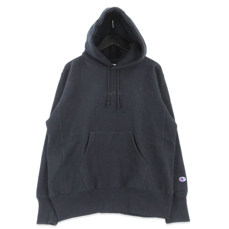 未使用 SOPHNET. × Champion ソフネット REVERSE WEAVE HOODIE SPNT-252102 プルオーバーパーカー ブラック 黒 S 99001089