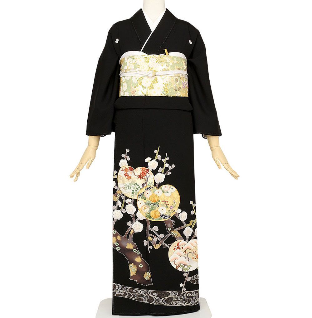 礼装用　黒留袖　橘に梅枝　着物単品　【結婚式、披露宴などの祝い事に】旧レンタル商品