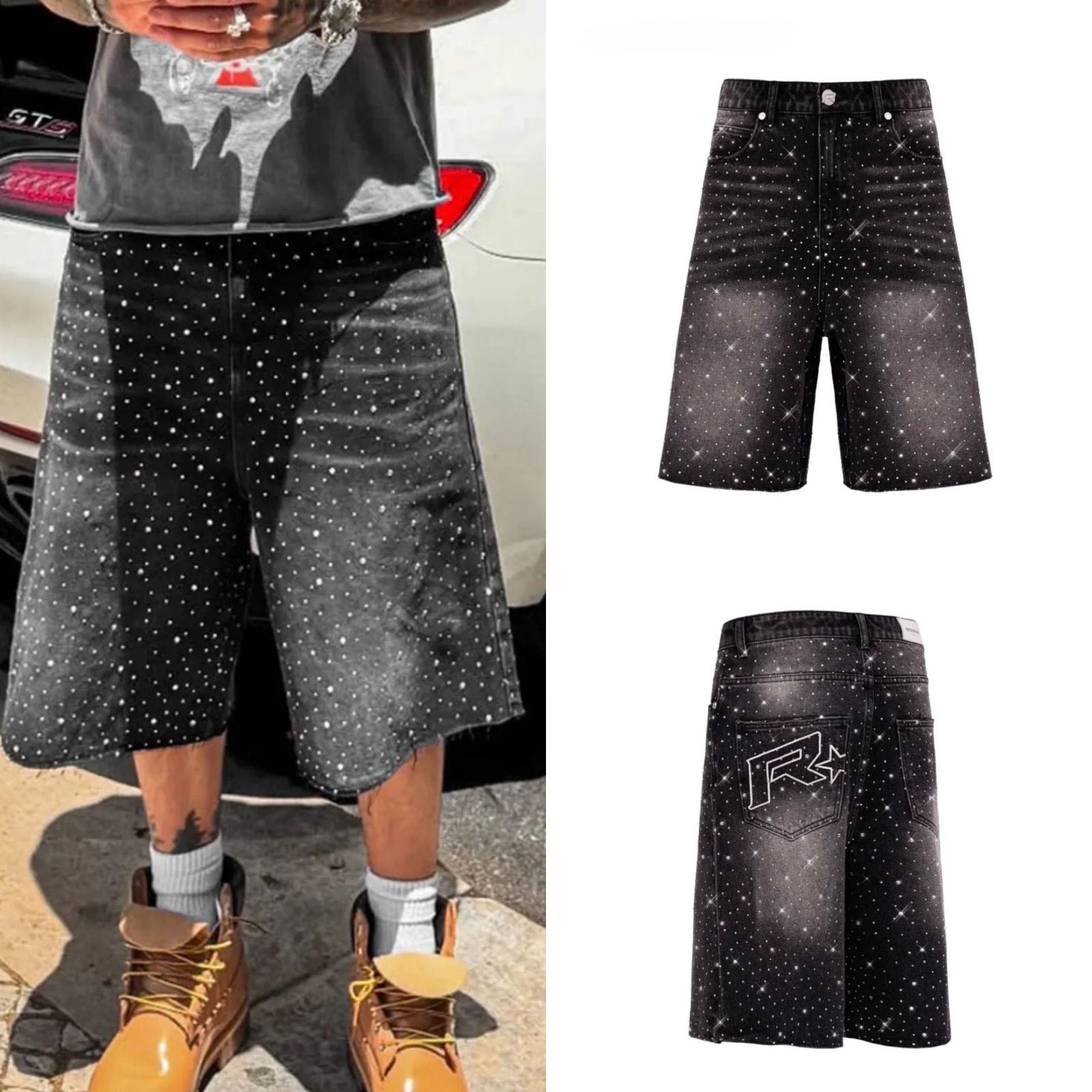 ☆ Reputation Studios ☆ ラインストーン　デニム　ハーフパンツ 19,440円