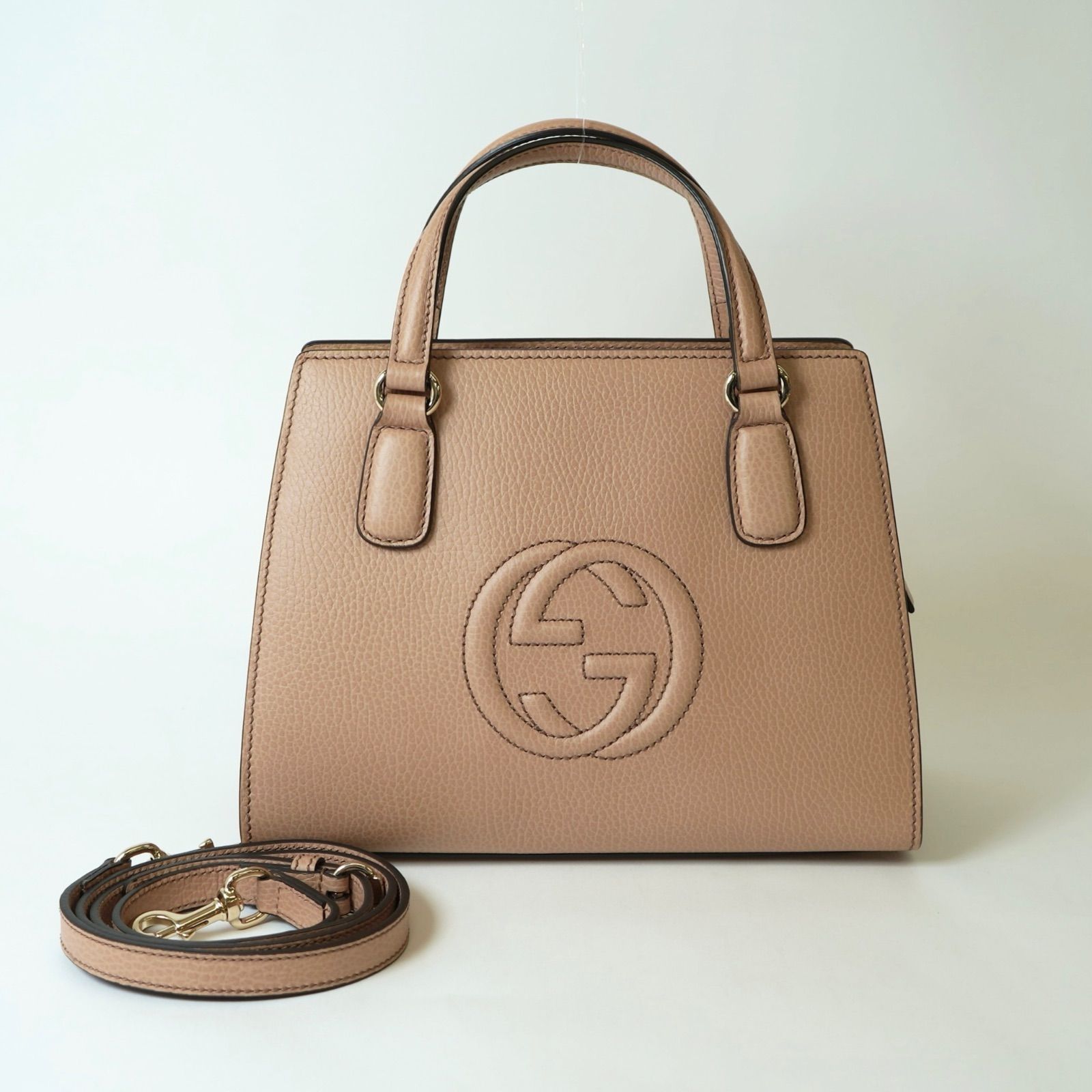 Gucci グッチ ソーホー レザー ２way ハンドバッグ ショルダーバッグ ベージュ 607722 G刻印あり 98,450円