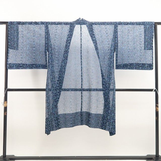【新品・長羽織】オーガンジー BANKAN 刺繍 夏着物 正絹 仕付け糸付 ロング丈 tomihisa“夏の記憶…涼やかな光と風の余韻を愉しむ”8804