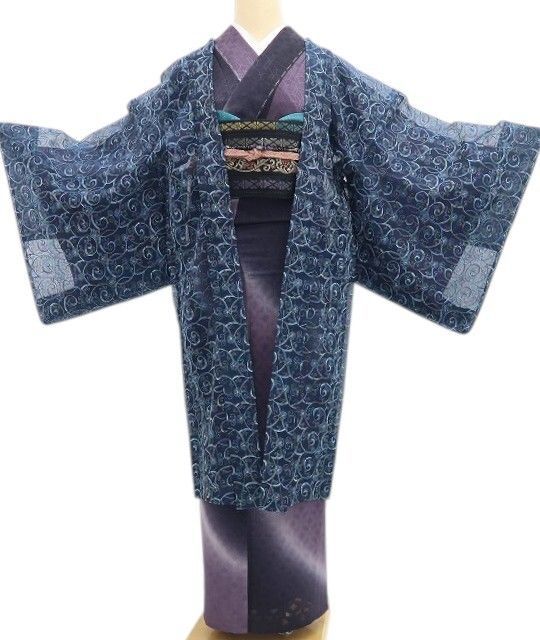 【新品・長羽織】オーガンジー BANKAN 刺繍 夏着物 正絹 仕付け糸付 ロング丈 tomihisa“夏の記憶…涼やかな光と風の余韻を愉しむ”8804