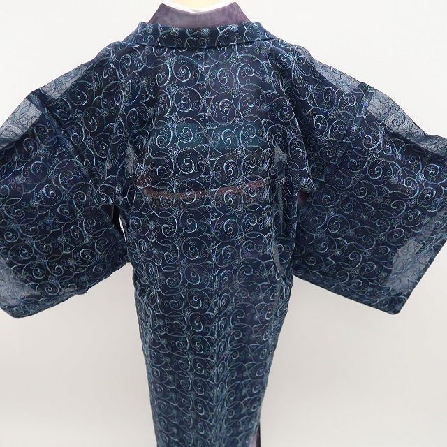 【新品・長羽織】オーガンジー BANKAN 刺繍 夏着物 正絹 仕付け糸付 ロング丈 tomihisa“夏の記憶…涼やかな光と風の余韻を愉しむ”8804