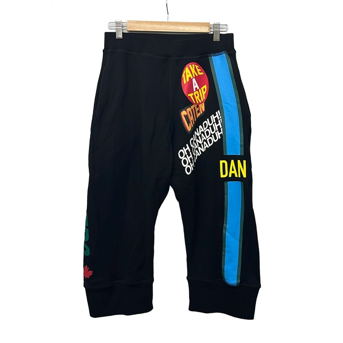 DSQUARED2(ディースクエアード) パンツ サイズXS レディース美品 - 黒×ライトブルー×マルチ クロップド(半端丈)
