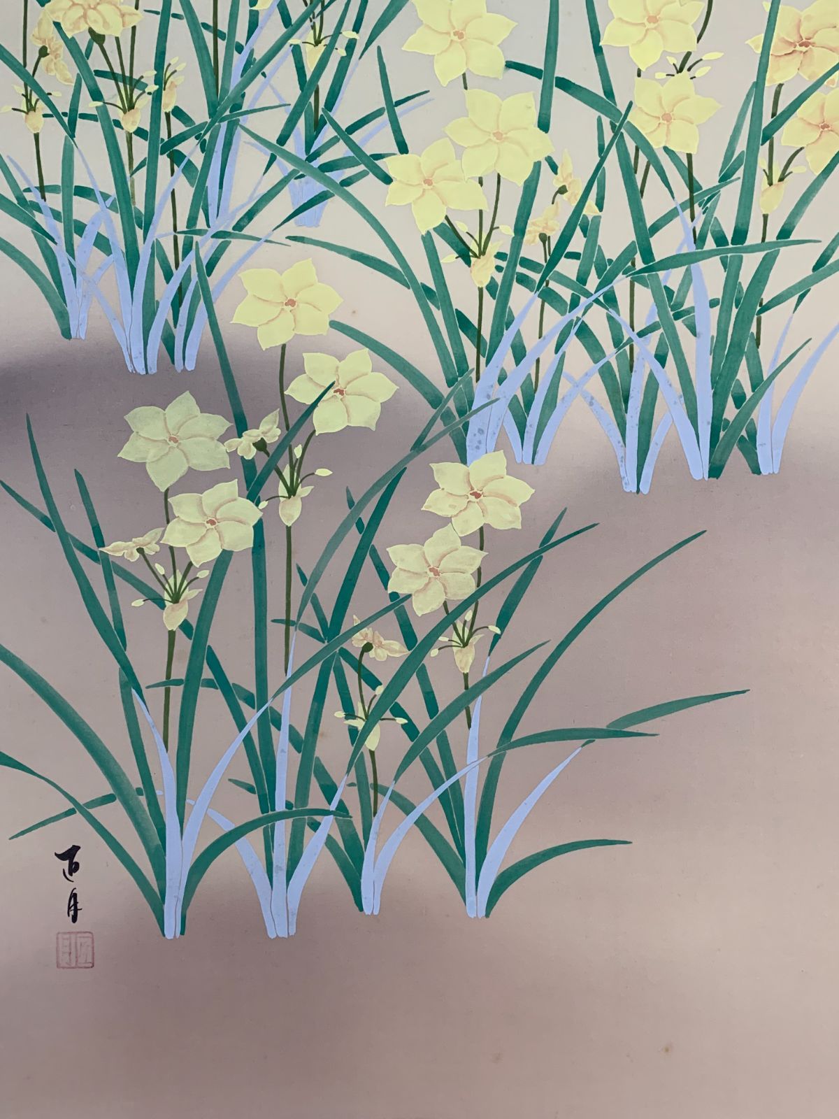 掛け軸】472 永田匠月「朧月に水仙」#茶掛 #掛軸 #古美術 #骨董 #お