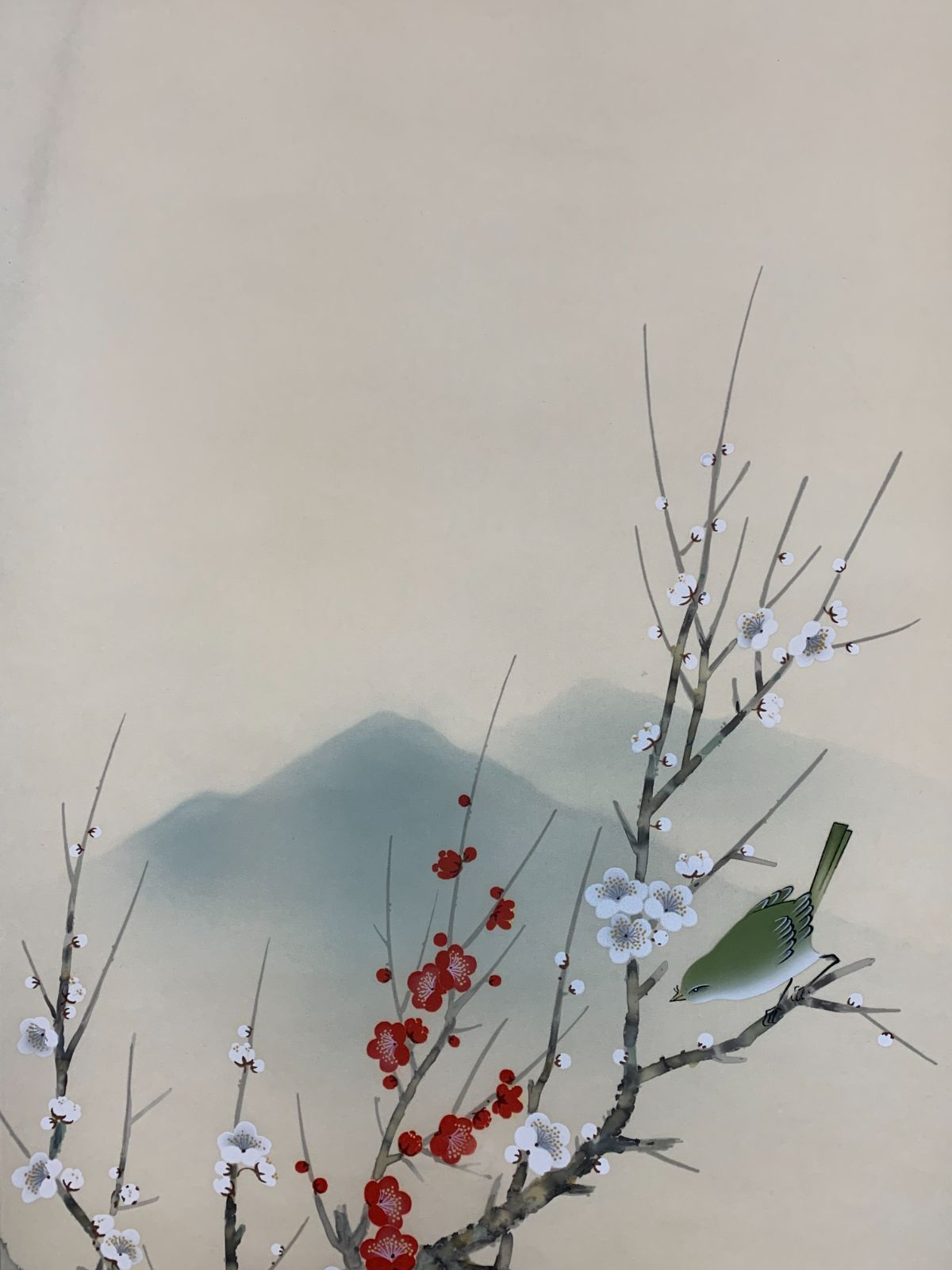掛け軸】474 春園「臥龍梅に遠山」#茶掛 #掛軸 #古美術 #骨董 #お 