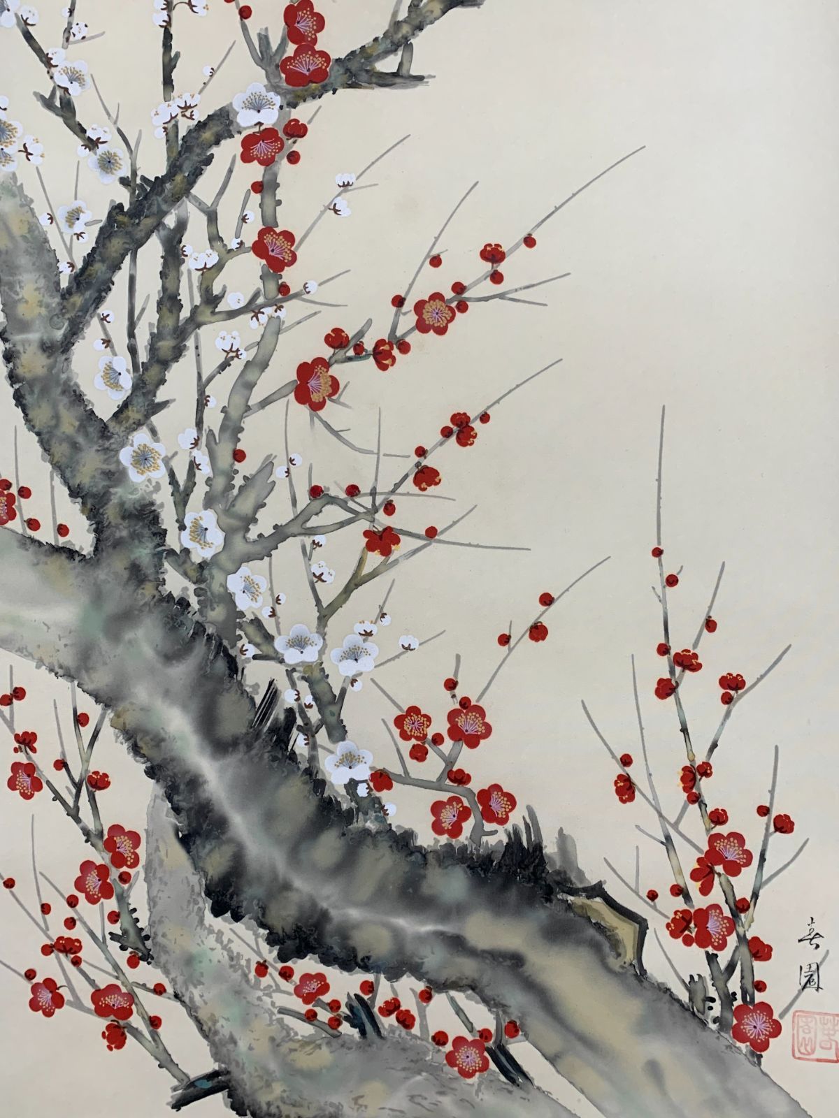 掛け軸】474 春園「臥龍梅に遠山」#茶掛 #掛軸 #古美術 #骨董 #お