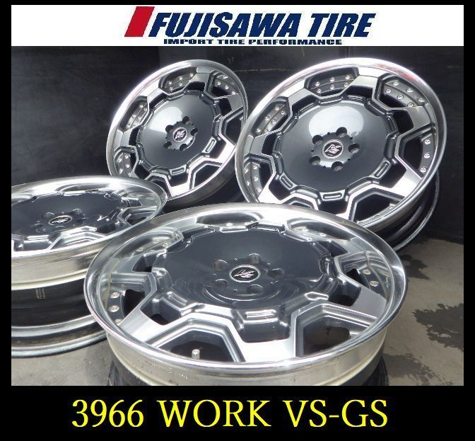 【3966】A▲送料無料▲WORK VS-GS 前後違い▲20x8.5J/9.5J 5穴1114.3 +35▲4本 26103594