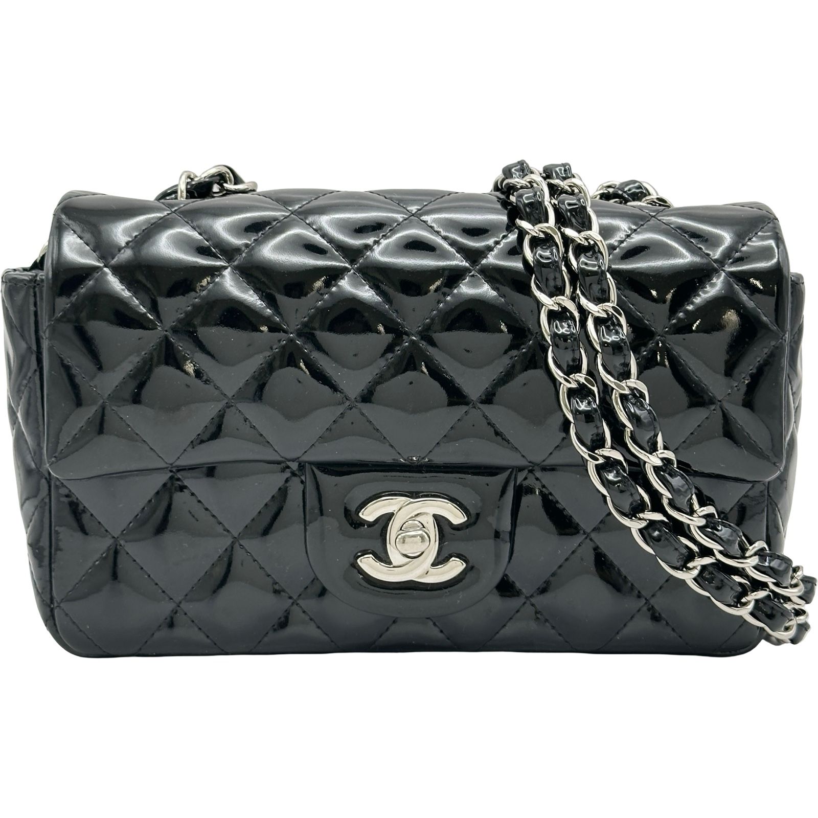 シャネル CHANEL ミニマトラッセ20 A69900 17番台 ブラック エナメル レディース ショルダーバッグ