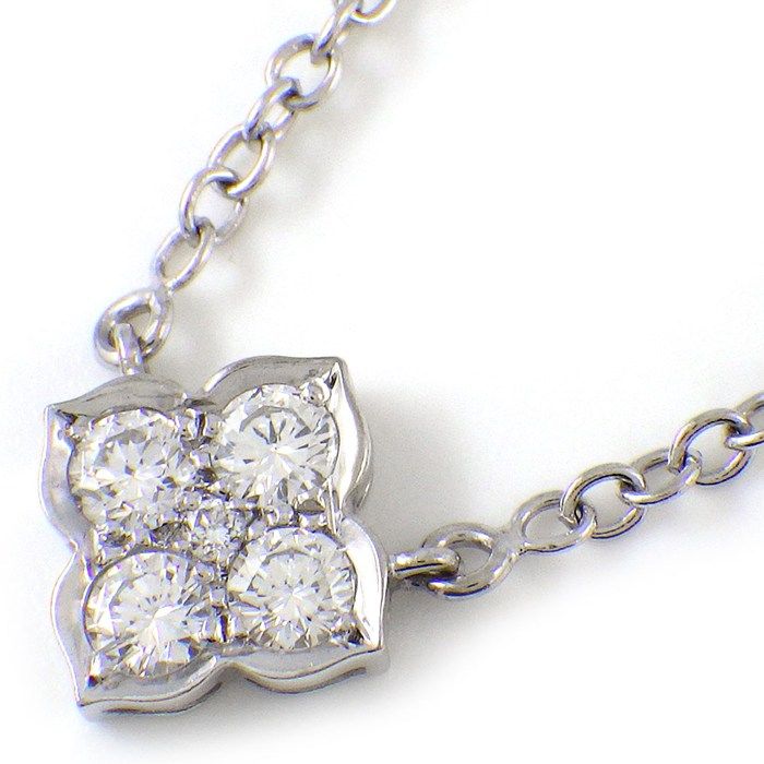 カルティエ Cartier ネックレス ヒンドゥ ロータス スイレン 4ポイント ダイヤモンド K18WG 【箱・保付き】 【中古】
