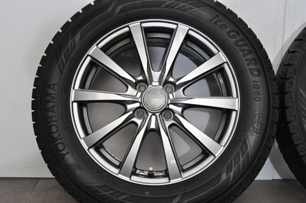 美品】GRASS 16in 5.5J +42 PCD100 ヨコハマ アイスガード iG60 195 
