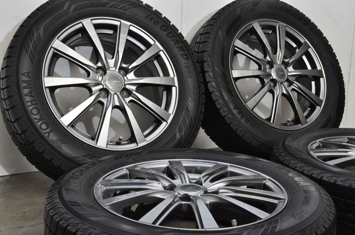美品】GRASS 16in 5.5J +42 PCD100 ヨコハマ アイスガード iG60 195 
