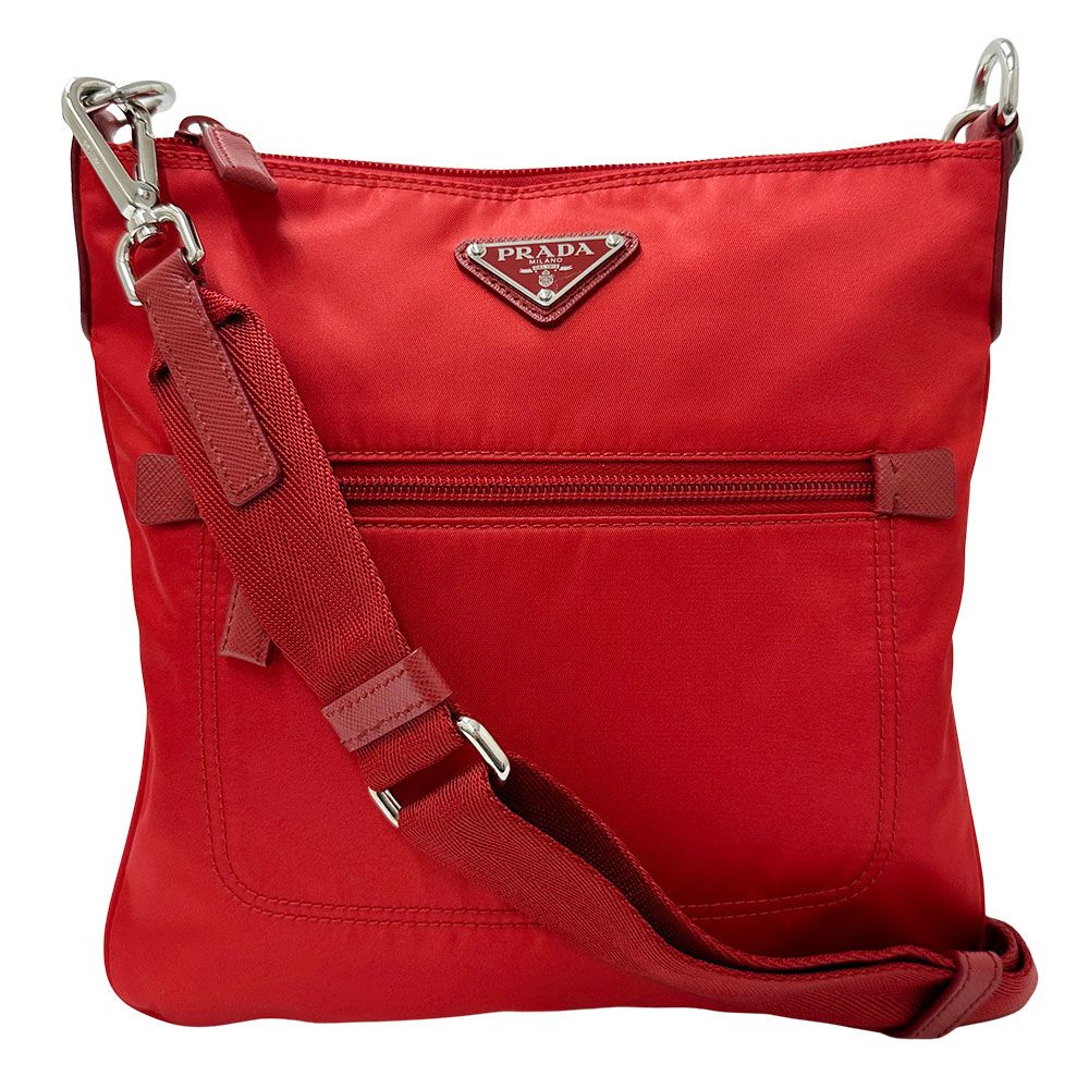 プラダ PRADA バッグ レディース ブランド ショルダーバッグ ナイロン レッド 1BH716 鮮やか 赤 おでかけ 【中古】