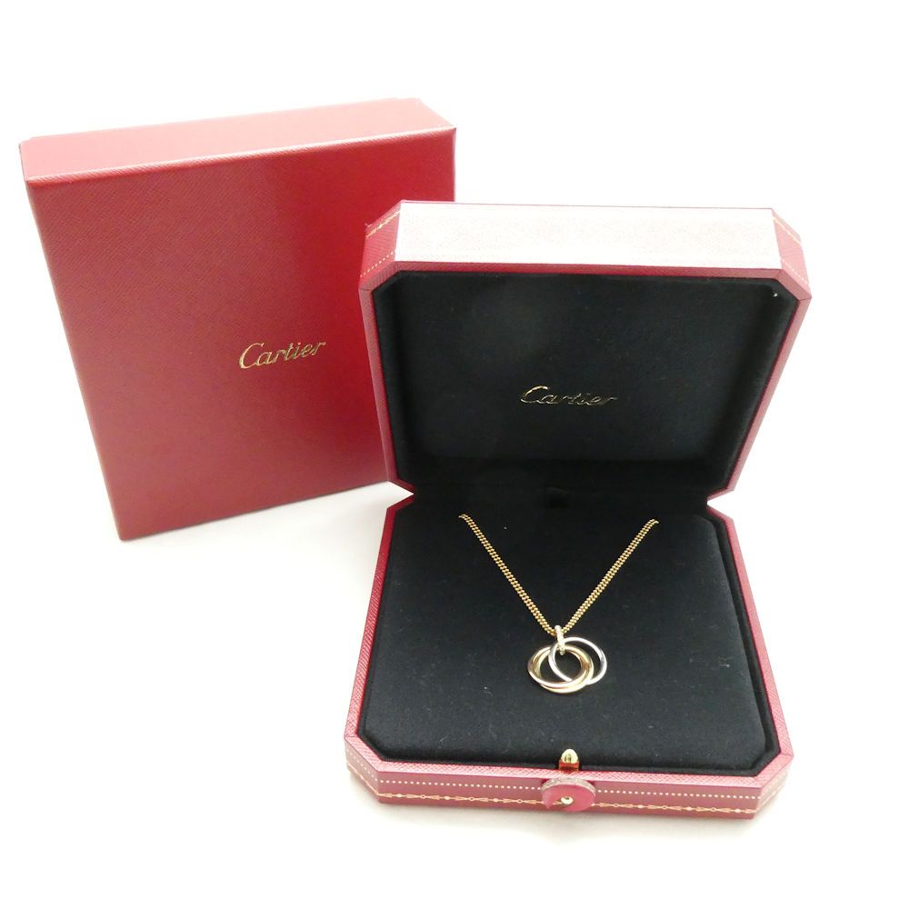 美品 Cartier カルティエ トリニティ ネックレス Au750 ダイヤモンド リング 0.07ct レディース AD2086W1