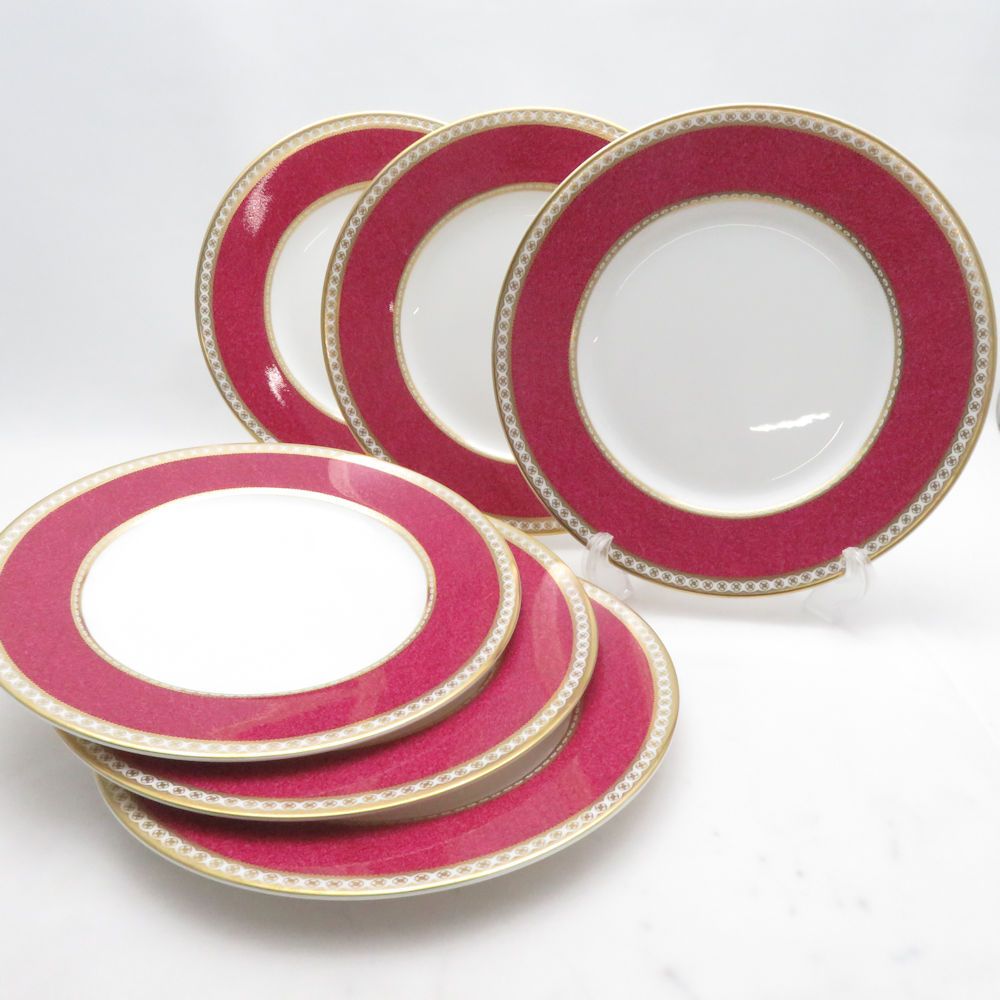 美品 WEDGWOOD ウェッジウッド ユーランダーパウダールビー 中皿 6枚 セット 22cmプレート パン ケーキ デザート SM5360A2