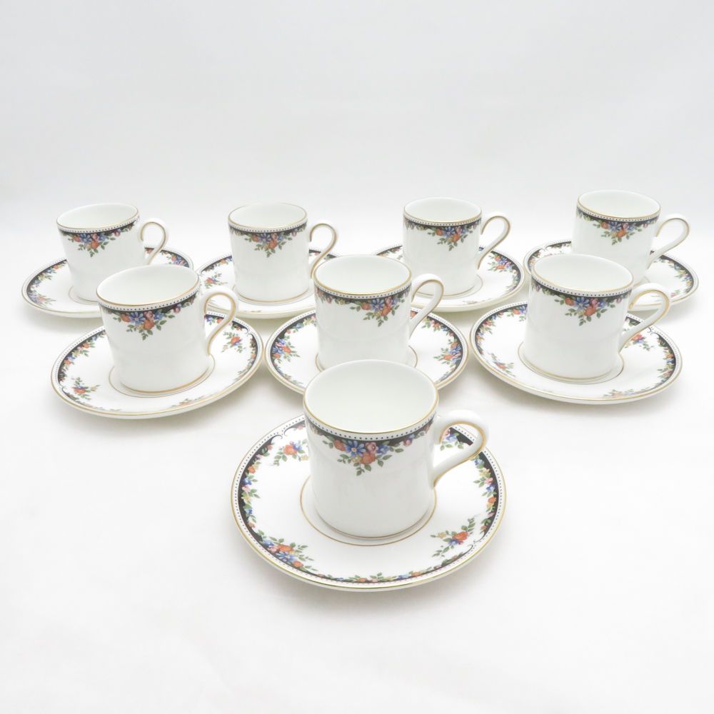 美品 WEDGWOOD ウェッジウッド デミタスカップ&ソーサー 8客 セット 黒壺 旧刻印 SM5385J2