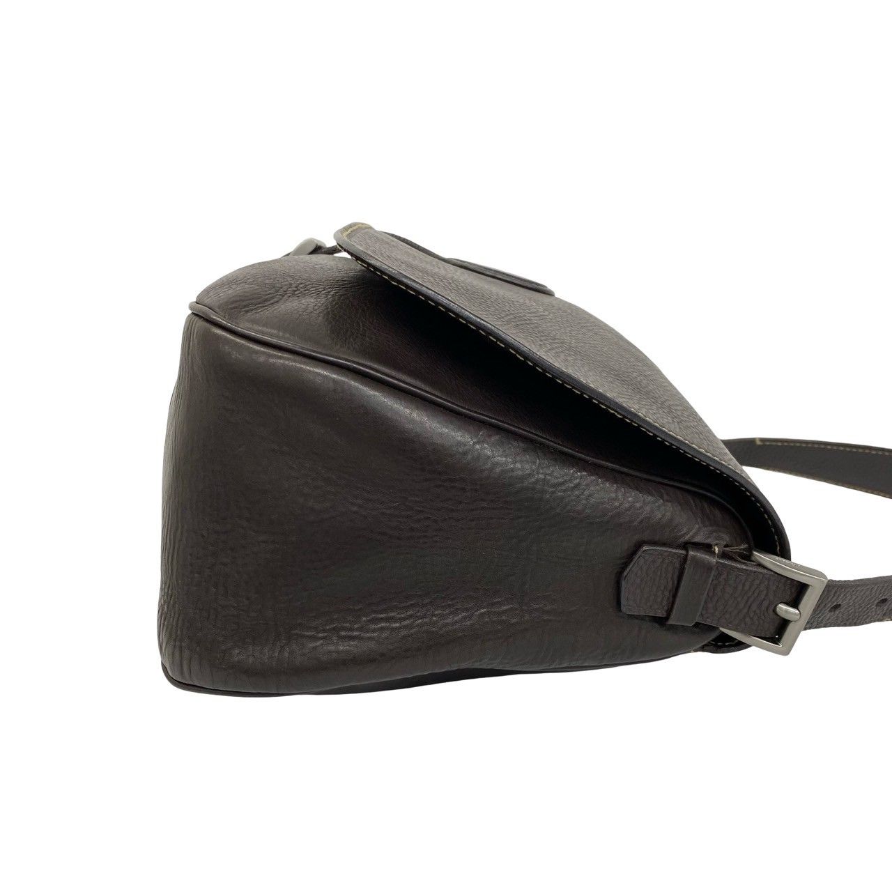極 美品 保存袋付 PRADA プラダ ロゴ 刻印 金具 レザー 本革 ワン セミ 