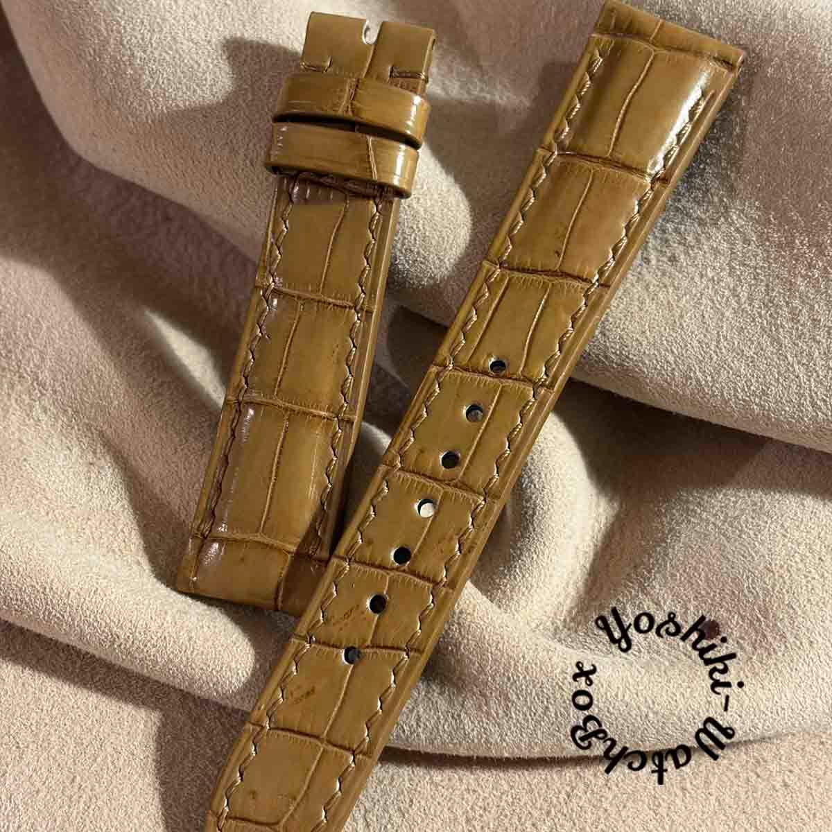 cro-2126 クロコダイル 腕時計ベルト コーヒーブラウン (ラグ幅19 mm - バックル幅16 mm)