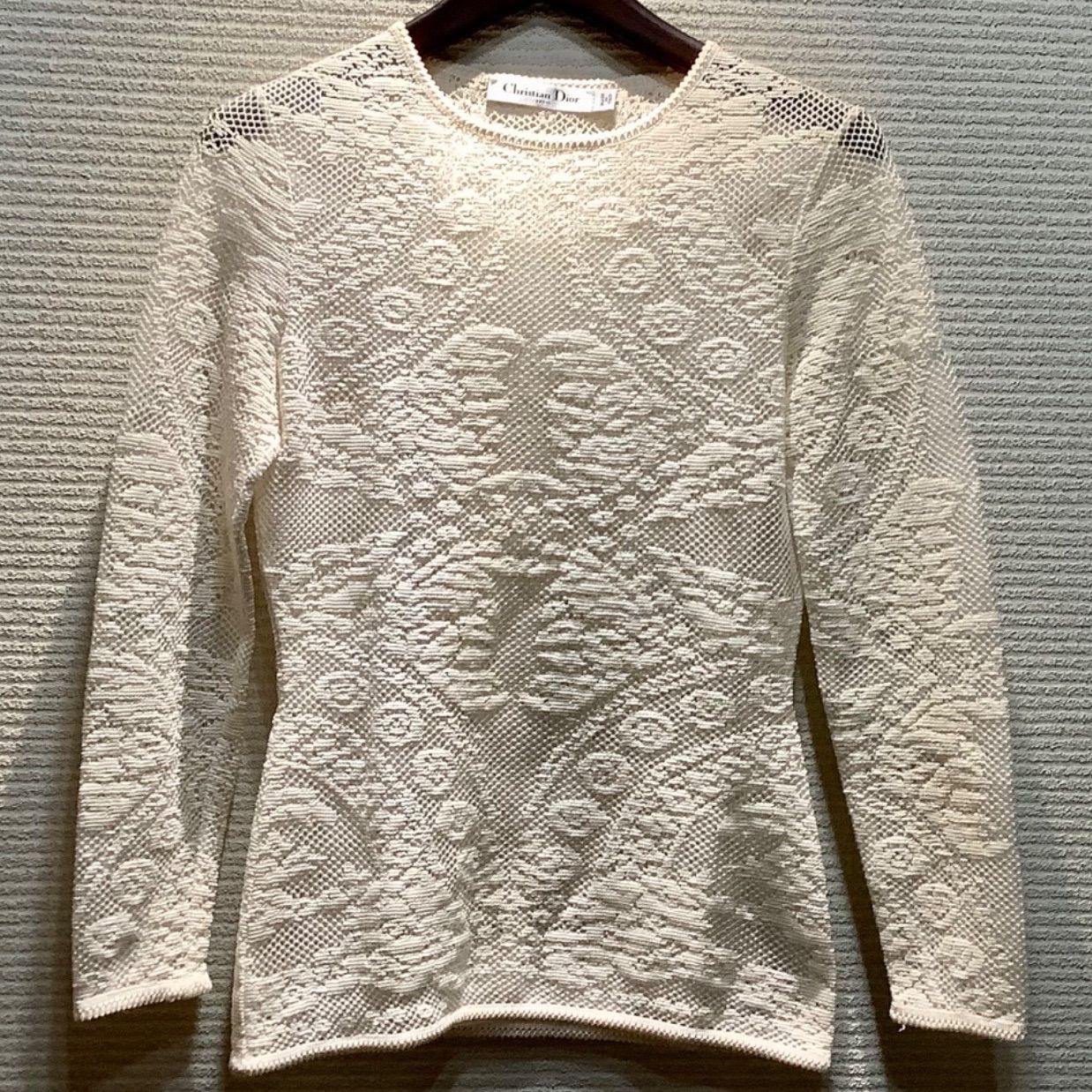 クリスチャンディオール ChristianDior トゥワルジュイ レース クロシェ編み ニット カットソー クリーム 5E24561AM589 H611