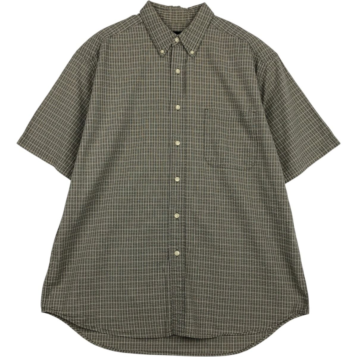 古着 90~00年代 エディーバウアー Eddie Bauer シアサッカー 半袖 ボタンダウン チェックシャツ メンズL相当/eaa643818