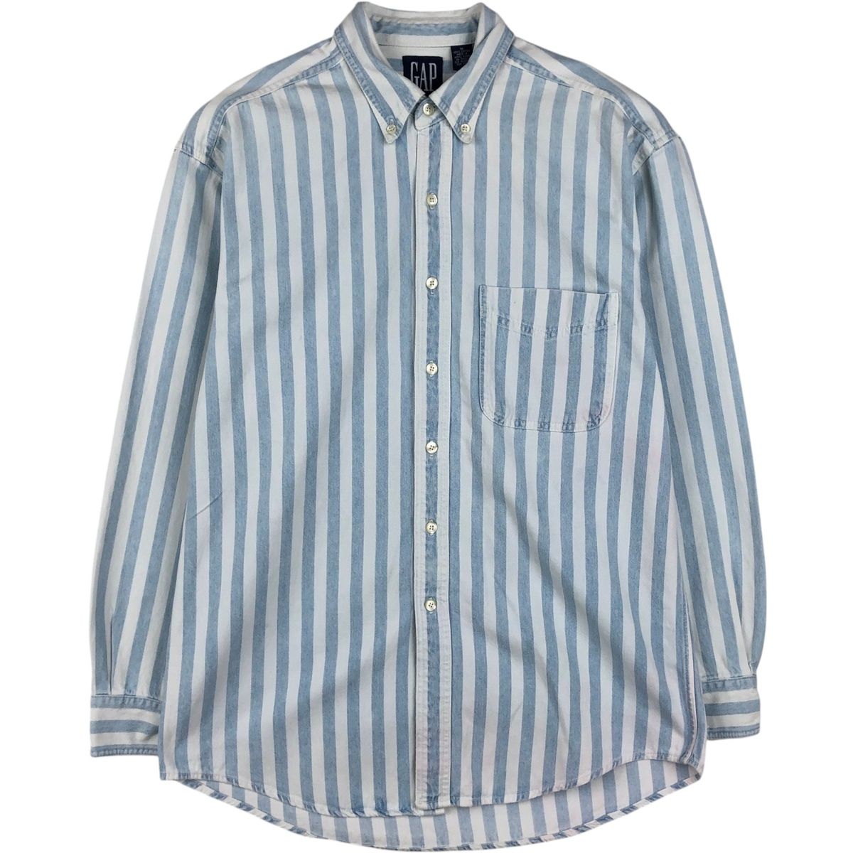 古着 90年代 ギャップ GAP オールドギャップ ストライプ柄 長袖 デニムシャツ メンズM相当 ヴィンテージ/eaa646657
