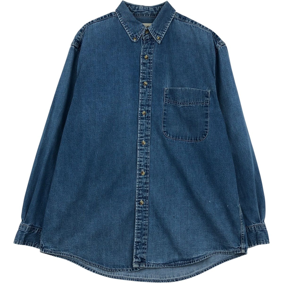 古着 90~00年代 エディーバウアー Eddie Bauer 長袖 ボタンダウンデニムシャツ メンズM相当 ヴィンテージ/eaa646677