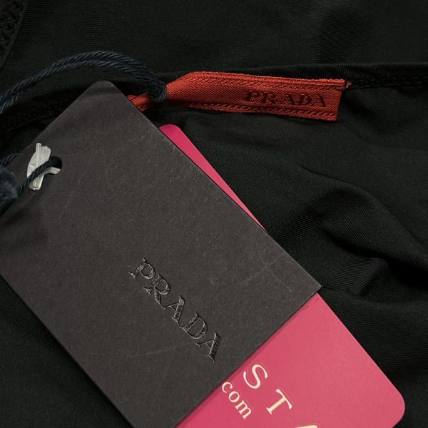 □ プラダ PRADA ワンピース ひざ丈 ノースリーブ ノーカラー 黒 36 XS