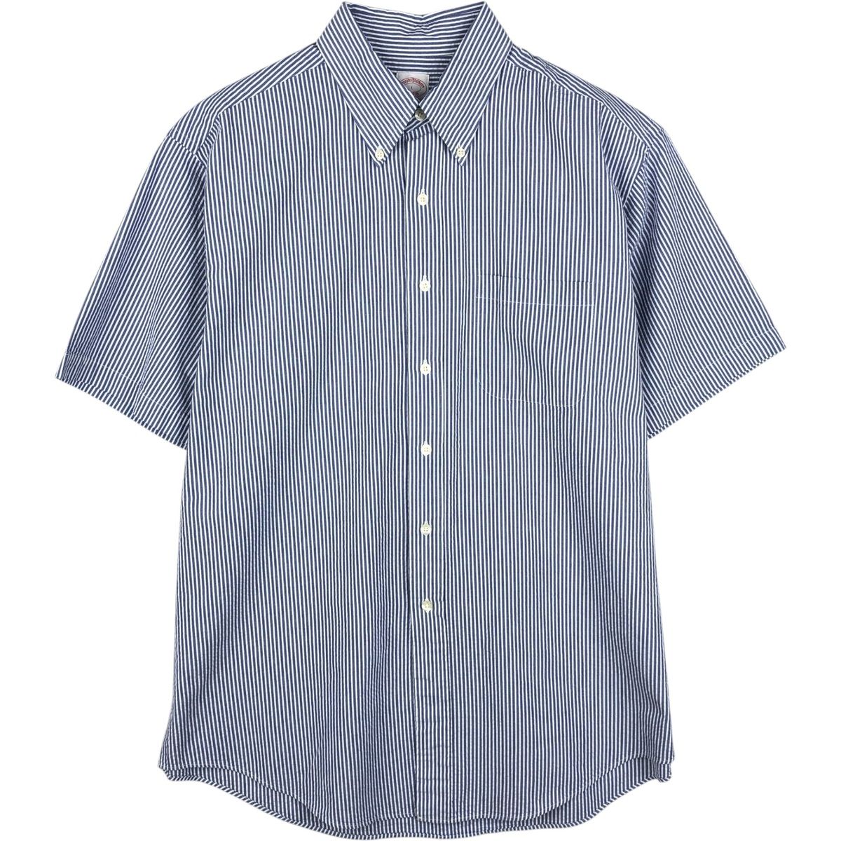 古着 ブルックスブラザーズ Brooks Brothers Est.1818 シアサッカー 半袖 ボタンダウン ストライプシャツ メンズL相当/eaa644941
