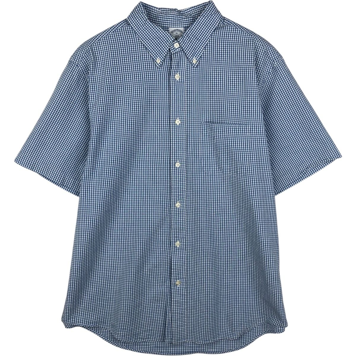 古着 ブルックスブラザーズ Brooks Brothers 1818 ギンガムチェック シアサッカー 半袖 ボタンダウン チェックシャツ/eaa644949