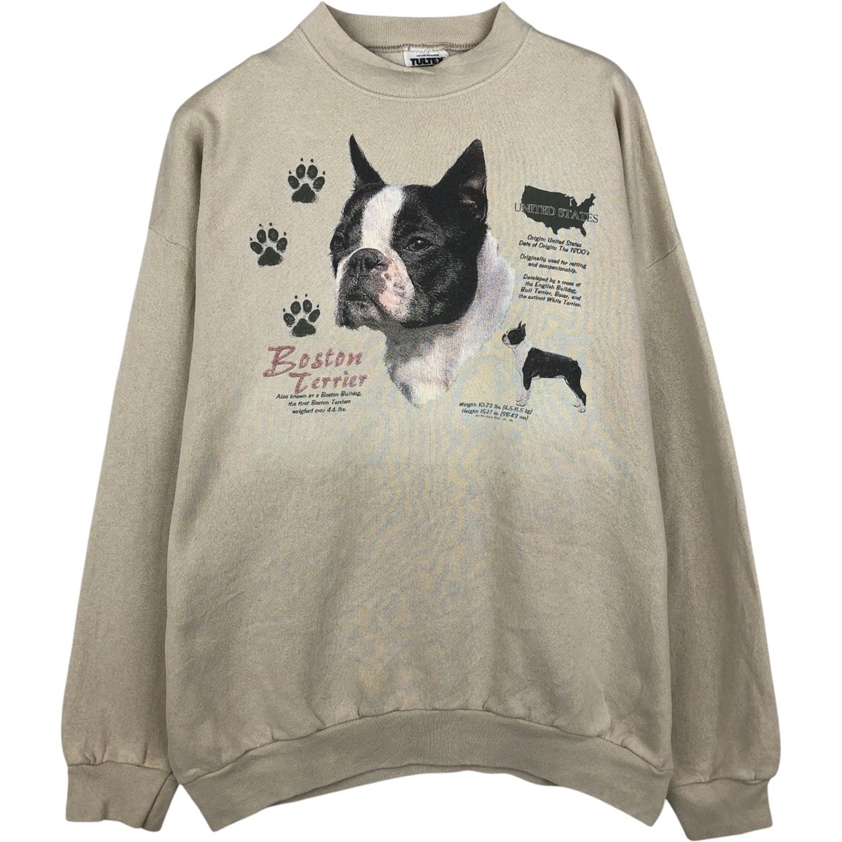 古着 90年代 タルテックス TULTEX MAXIMUM SWEATS BOSTON TERRIER ボストンテリア 犬柄 アニマル スウェットシャツ トレーナー/eaa647540
