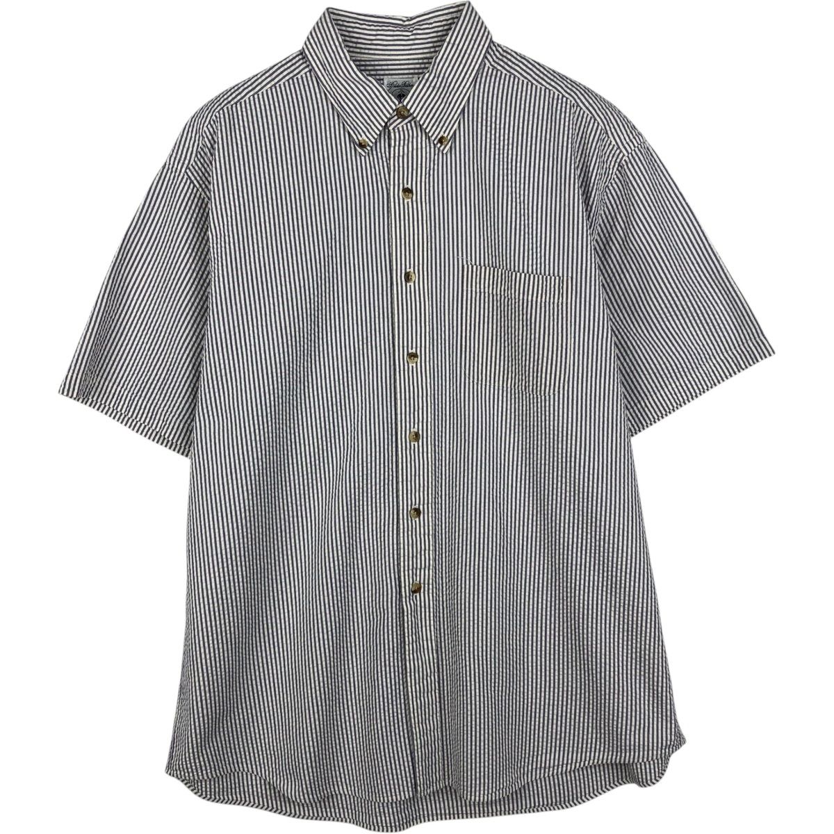 古着 ブルックスブラザーズ Brooks Brothers シアサッカー 半袖 ボタンダウン ストライプシャツ メンズL相当/eaa644945
