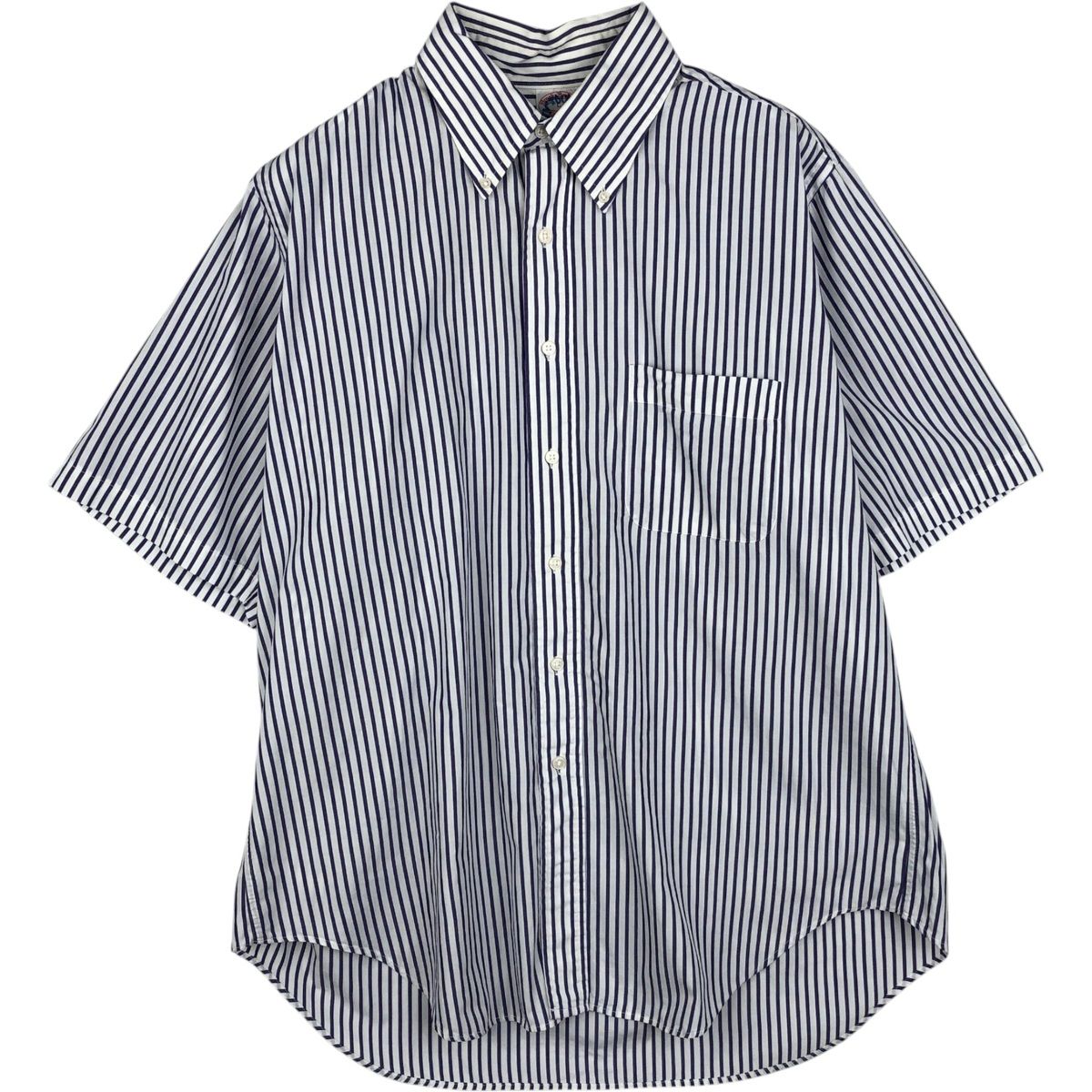 古着 ブルックスブラザーズ Brooks Brothers Est.1818 半袖 ボタンダウン ストライプシャツ USA製 メンズL相当/eaa644951