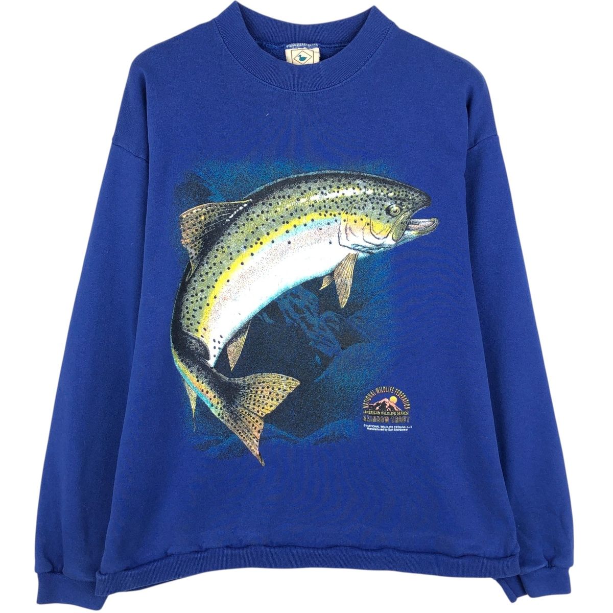 古着 NATIONAL WILDLIFE FEDERATION 魚柄 アニマル スウェットシャツ トレーナー USA製 メンズL相当/eaa647537