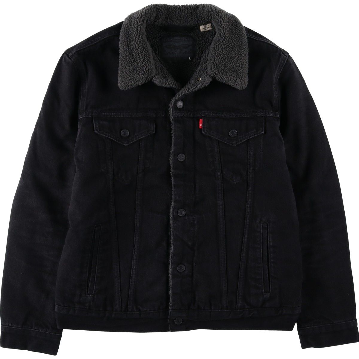 古着 リーバイス Levi's 中綿入り ブラックデニムボアジャケット メンズL相当/eaa645707