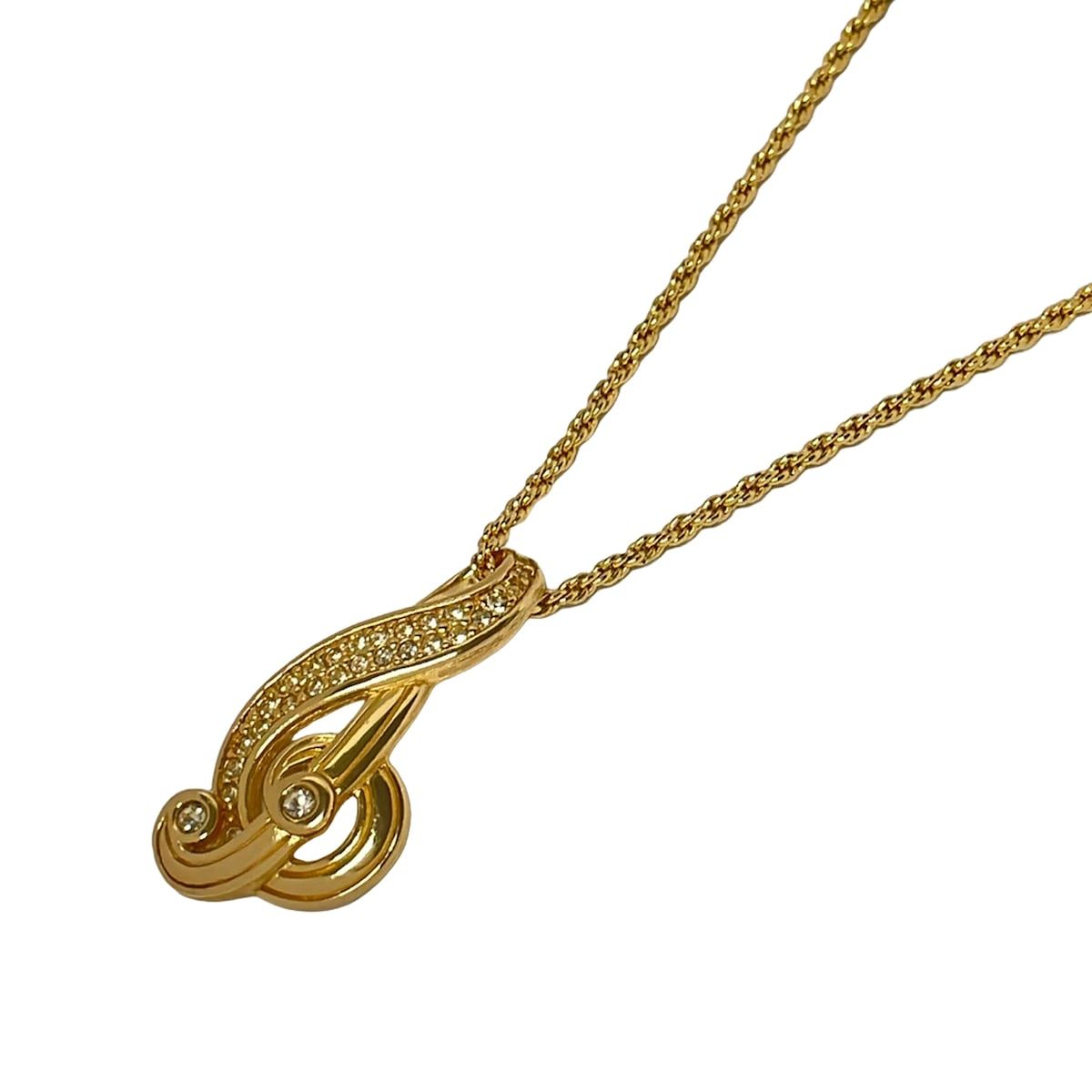DIOR/ChristianDior(ディオール/クリスチャンディオール) ネックレス美品 - ゴールド×クリア ト音記号