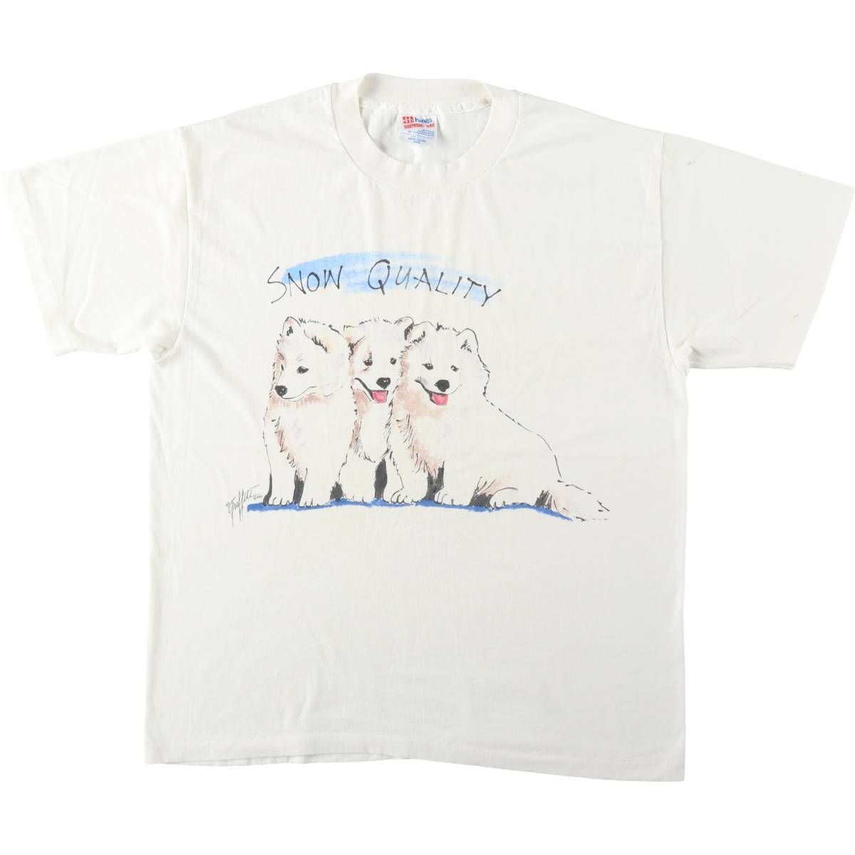 古着 90年代 ヘインズ Hanes HEAVYWEIGHT 50/50 犬柄 アニマルTシャツ USA製 メンズL相当 ヴィンテージ/eaa646526