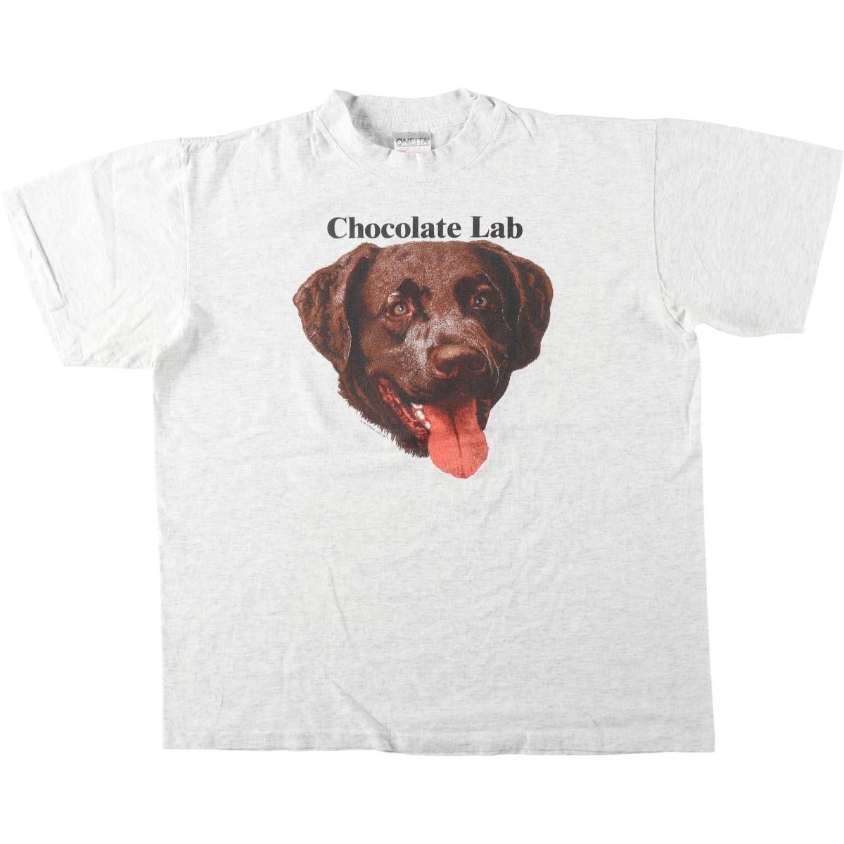 古着 90年代 オニータ ONEITA POWER-T CHOCOLATE LAB チョコレートラブ 犬柄 アニマルTシャツ USA製 メンズL相当 ヴィンテージ/eaa646517
