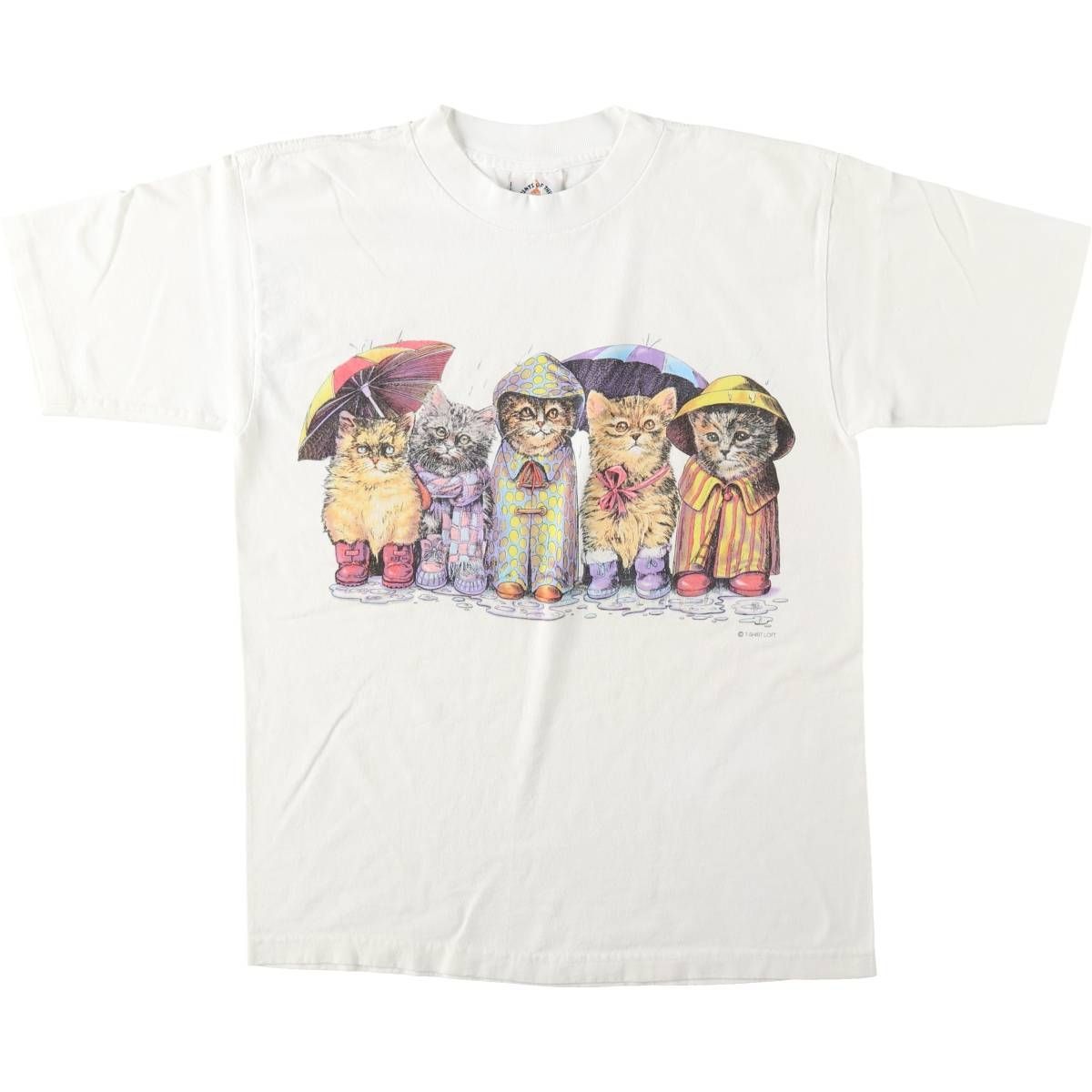 古着 90年代 PRINTS OF TAILS ネコ柄 アニマルTシャツ USA製 メンズM相当 ヴィンテージ/eaa646519