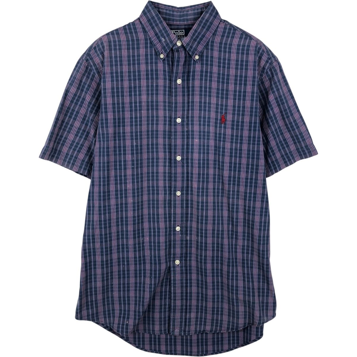 古着 ラルフローレン Ralph Lauren POLO by Ralph Lauren CUSTOM FIT 半袖 ボタンダウン チェックシャツ メンズM相当/eaa643953