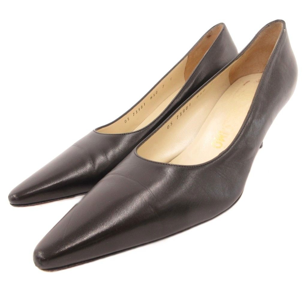 サルヴァトーレフェラガモ Salvatore Ferragamo パンプス シューズ ヒール レザー 7 黒 ブラック /JS ■GY18