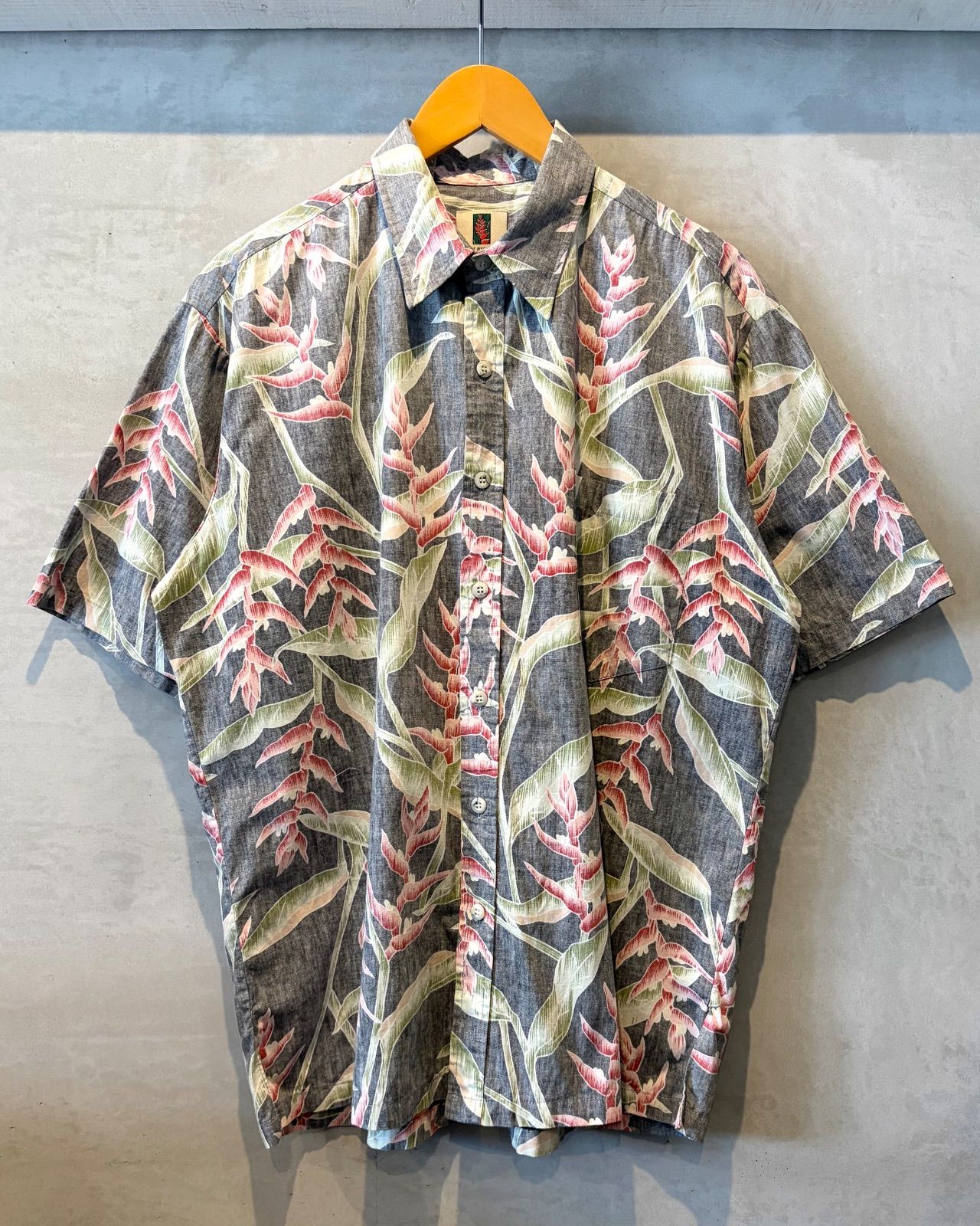 90‘s Tori Richard-Aloha shirt-(size L)Made in U.S.A. トリリチャード アロハシャツ アメリカ製 リーフ柄