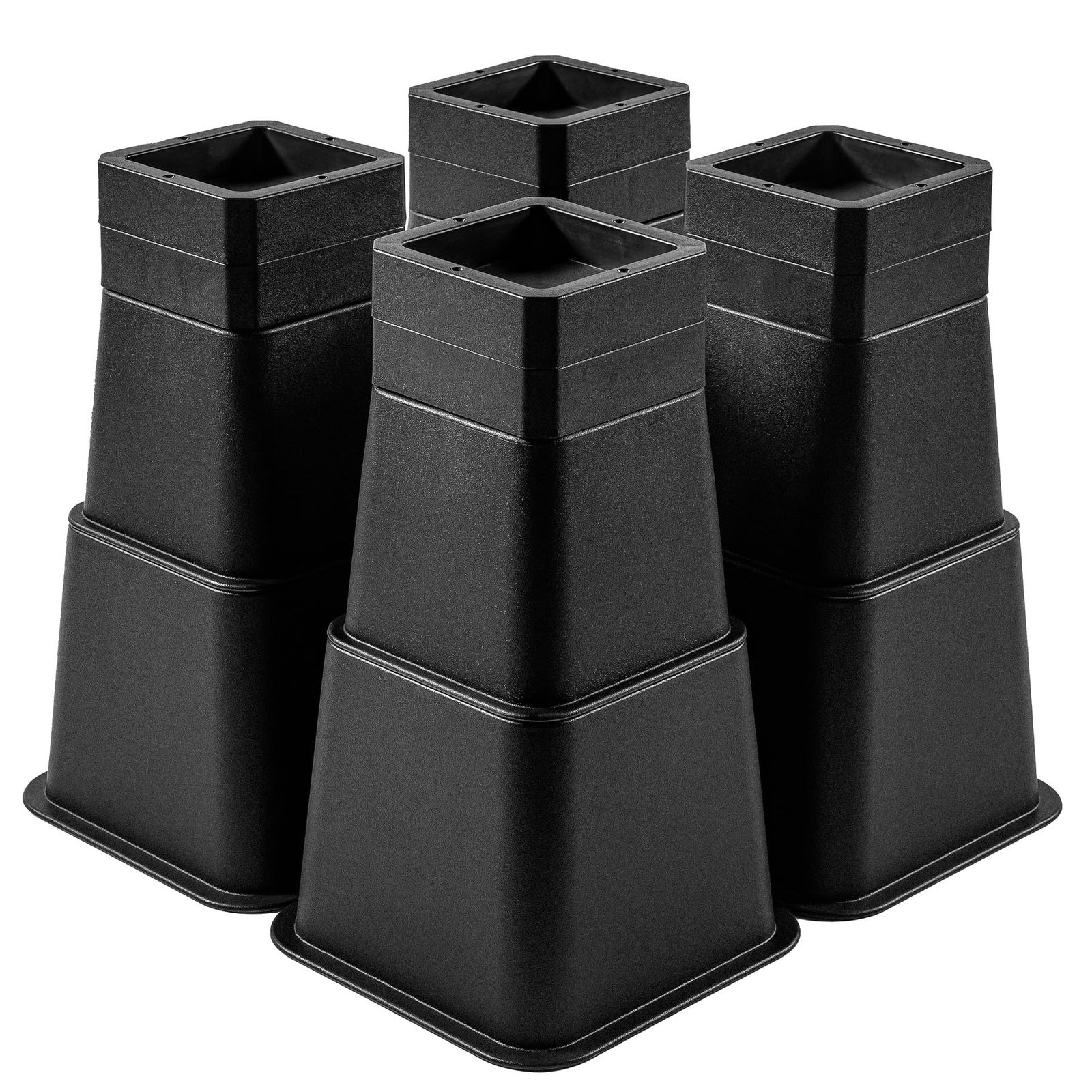 継ぎ脚 高さ調整脚 継足 9Way 8cm 12.8cm 20.5cm 18.2cm 25.2cmなど調整可能 底上げ 延長脚 アジャスター ベッド・テーブル・ソファ・机・こたつ 高さを上げる足 テーブル脚台 多段階 高さ調節脚 暖房器具 台形 ブラック ｍａ