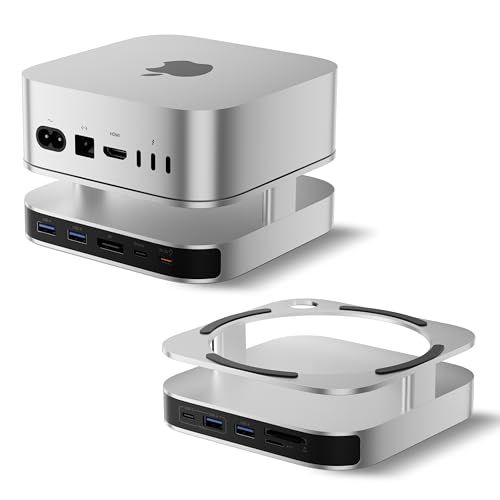 BENFEI Mac mini M4 ドック & スタンド（NVMe SSD エンクロージャー付属）、Mac mini M4 Pro (2024) 対応 4K DisplayPort ハブ、10 Gbps USB C ×1 & USB A 3.2 ×1、5ｍａ